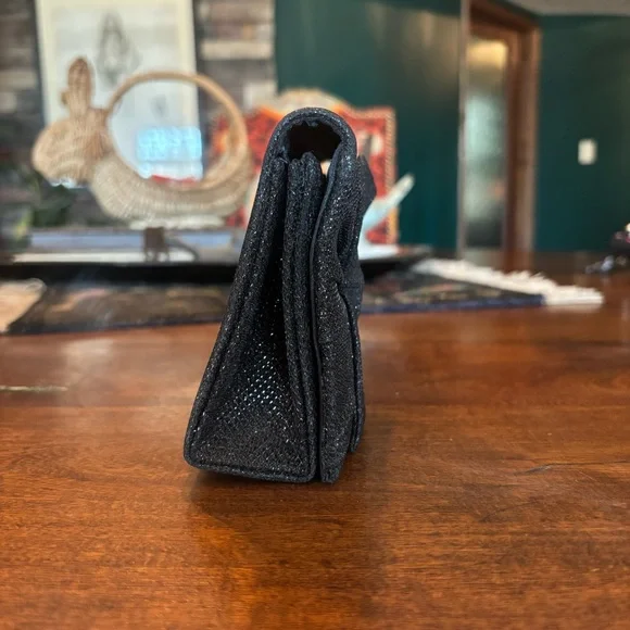 90s Elegant Black Bow Clutch Evening Bag - Picture 4 of 7